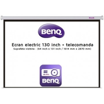 Ecran de proiectie montabil pe perete BenQ Electric 130 inch, 16:9, 287 x 161.4 cm,